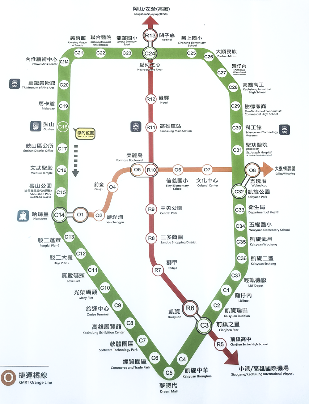 高雄の路線図。これさえわかれば怖くない。